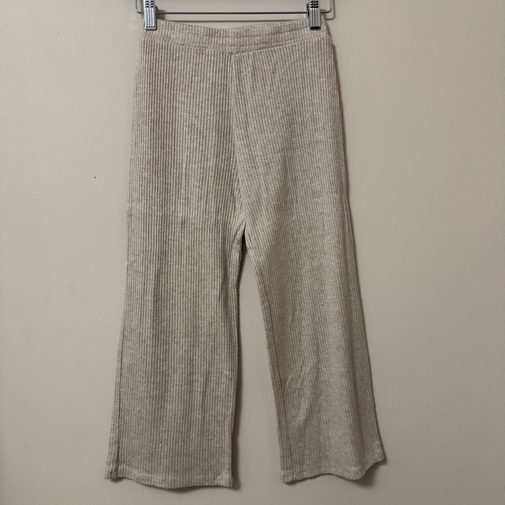 Amy Byer (girls M) size 10/12 cream tan ribbed two piece set wide leg pants - Picture 4 of 7